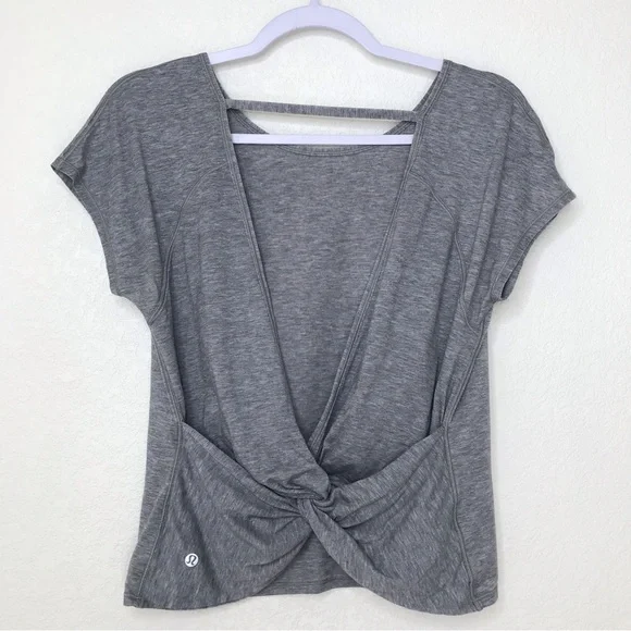LULULEMON Twist Back Tee Heathered Core Medium Gray - Picture 7 of 10